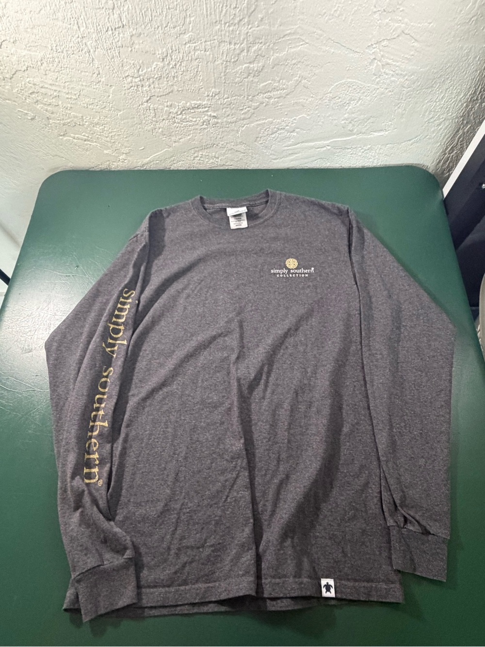 Simply Southern Gray Long Sleeve Tee with Gold Logo